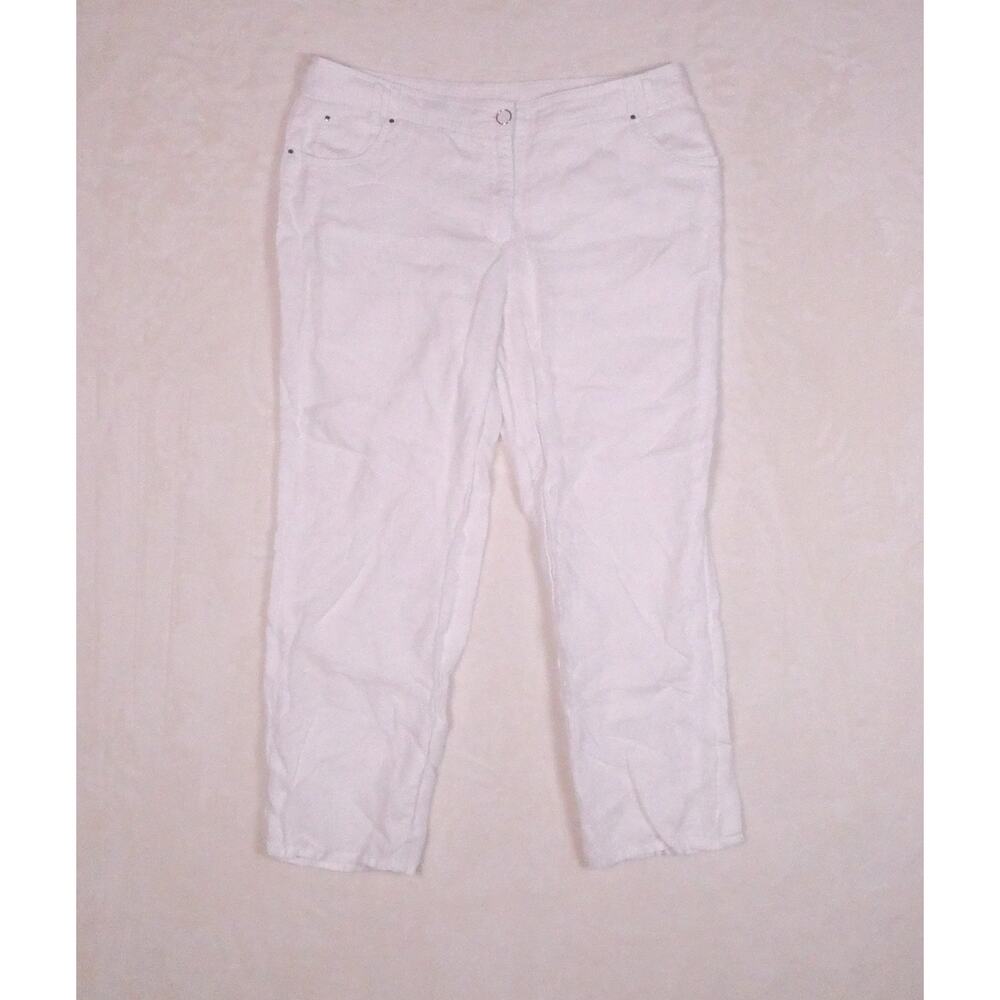 Canda Premium 100% Linen White Pants Size EUR 46 XL US 14 Baggy Boho Summer